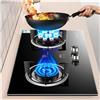 Generic Stufa a gas a 2 bruciatori con pannello in vetro temperato 5.0kW/5.2kW Alta fiamma 9 cavità Timer per gas naturale/GPL Apparecchio da cucina interno