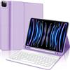 SENGBIRCH Custodia con Tastiera per iPad Pro 12,9 6ª/5ª/4ª/3ª Generazione, Layout Italiano QWERTY Rimovibile Wireless Bluetooth Tastiera, Custodia con Portapenne Supporta Ricarica, Viola chiaro