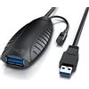 CSL-Computer CSL Cavo ripetitore USB Prolunga USB 3.2 Gen1 da 10m Metri Extention Cable Attivo con ingresso per alimentatore esterno Amplificatore del Segnale Ripetitore compatibile con USB 2.0, USB 3.0, USB 3.1