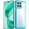 PEIYE Cover per Honor X8b, Custodia con Cornice in Silicone TPU Morbido e Pannello Posteriore Rigido Trasparente, Case Antiurto, Bordo Blu Traslucido