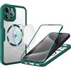 LENGRACE Cover per iPhone 15 PRO,Compatibile con MagSafe Protezione dello Schermo Trasparente Antiurto Magnetica Bumper TPU Custodia per iPhone 15 PRO-Verde