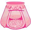 Selonis Tenda 105X90cm/100 Palline Castello Con Palline Colorate Per Bambini, Rosa:Perla/Trasparente