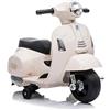 MR J toys&more Piaggio Mini Vespa Elettrica per bambini 6V con acceleratore a pedale, luci e suoni integrati, Fari e Clacson, per Bimbi da 18-36 mesi (Bianco) (Bianca)