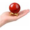 Crocon Sfera di cristallo di diaspro rosso con sfera di pietre preziose con supporto Sfera curativa Scultura Figurina per Fengshui Divinazione Decorazione per la casa Fotografia Dimensioni: 50-60mm