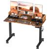 BEXEVUE Scrivania Regolabile in Altezza Elettrica - 120x60 cm Ergonomica Tavolo Motorizzata Telaio con 2 Cassetti, Supporto per Monitor, Sistema Anticollisione, Pannello Controllo 3 Funzioni Memoria