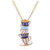 Crownofribbons Collana Cinese con Tazza da tè, Gioiello da Donna in Sacchetto Regalo en Organza