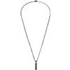 Breil, Collezione Urbancore, Collana Uomo in Acciaio con Pendente Rettangolare in Acciaio Lucido e Intaglio Esagonale, Chiusura a Moschettone, Lunghezza Regolabile 17-22 cm, Idea Regalo Uomo