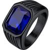 Bestyle Anello Acciaio Inossidabile Uomo, Anello Uomo Nero con Pietra Zaffiro, Anello Ragazzo Maschio con Misura IT 22.25 Circonferenza 62.1mm, Idee Regalo per Anniversario.