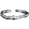 NicoWerk anello da donna in argento stretto in argento sterling 925 con struttura in pietra zirconi irregolari regolabile aperto SRI816