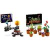 LEGO Technic Pianeta Terra e Luna in Orbita, Giochi Spaziali per Bambini e Bambine da 10 Anni in su & Icons Piantine, Set Collezione Botanica con Fiori Artificiali in Vaso Color Terracotta