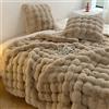 Fouriding Coperta in finta pelliccia di coniglio a bolle calde invernali per letto divano - copriletto casual (cammello, 200 x 230 cm set)