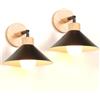 iDEGU 2 Pezzi Lampade da Parete Interno 22cm Applique da Parete in Legno e Metallo Retrò Lampadario Plafoniera Regolabile Illuminazione da Parete Moderna per Camera da Letto, Soggiorno, Bagno (Nero)