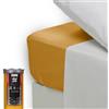 Happidea - Lenzuolo con Angoli Elastici, 100% Cotone, Tinta Unita, Made in Italy, Matrimoniale, 175x200 Altezza Max 25, Pack Barattolo Riutilizzabile, Giallo Senape