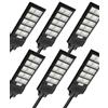 Sararoom Lampione Solare Led Esterno, 900Led 500W Faro LED da Esterno con Pannello Solari, IP65 Impermeabile Faretto con Sensore di Movimento, 6500K Luci di Sicurezza per Giardino Sentieri Garage,6Pcs
