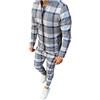 PINTUTU Tuta Sportiva da Uomo Maniche Lunghe Plaid Pattern Abbigliamento Casual con Cerniera Slim Fit Sportive Giacche e Pantaloni della Tuta Plaid Sportivo Set Confortevole Completo Uomo Estivi