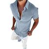 Generic Cotone Camicia Uomo Manica Corta No-Stiro Camicia a Manica Corta Uomo Polo Uomo Manica Corta da Lavoro Polo Uomo Manica Corta Colorate Maglie Termiche Azzurro L MOS-118