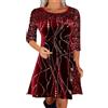 Generico Vestito Donna Natale con Paillettes Abito da Cocktail Ginocchio V-Scollo Vestiti Donna Invernale Inverno Costume Laurea Avvolgente sui Fianchi per Feste, Cocktail, Banchetti, Feste di Nozze