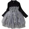 Generico Abito Bambina Abito Bambina Elegante Vestito Toddler Kids Neonate Maglia Girocollo a Costine Maglione Abiti Ricamo Floreale Manica Lunga Principessa Abito Lungo Invernale (Black, 4-5 Years)