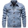 LOHXA Giacca da uomo Stile Capispalla Manica lunga Abbigliamento casual Vestibilità ampia Leggero Esterno Bottone superiore Cappotto di jeans Classico vintage lavato Cowboy Denim Giubbotti Taglie forti M-4X