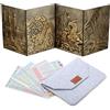 DNDND DND Schermo del Maestro di Dungeon, DNDND Similpelle, 3D in rilievo, quattro pannelli con tasche per DND Dungeons & Dragons gioco da tavolo (Ottone)