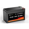 MOUDENSKAY Batteria Al Litio Ricaricabile 12v 7ah Lifepo4 Batteria Al Litio Da 12V,Batteria Al Litio Ferro Fosfato,Con Oltre 2500 Cicli Profondi E Protezione Bms Per Camper,Sistema Solare,Marina