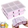 Theuwnee® 2 PCS Vassoio per Cubetti di Ghiaccio in Silicone, Grande Stampo per Cubetti di Ghiaccio con Coperchio, Inodore, Impilabile e Lavabile in Lavastoviglie, per Birra, Whisky, Cocktail e Snack