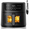 AKUNRUG Friggitrice ad aria calda, 9 l, XXL, friggitrice ad aria calda, 1800 W, con finestra visibile, 8 programmi Airfryer, Air Fryer con touch screen digitale a LED, per 7-11 persone, colore nero