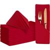 BALCONY & FALCON Panno di Cotone Tovaglioli 50 x 50 cm Morbido Assorbente Lavabile per Matrimoni Vacanze Cene di Famiglia Alberghi Riunioni, 12 Pezzi, Rosso