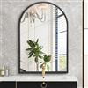HLFMVWE Specchio da parete ad arco nero in metallo spazzolato, specchio da parete per soggiorno, camera da letto, ingresso, vanità, decorazione per la casa, 30 x 40 cm