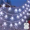 cshare Catena luminosa a LED con fiocco di neve, 6 m, 40 LED, funzionamento a batteria, con timer, IP65, impermeabile, per giardino, campeggio, Natale, decorazione per interni ed esterni, bianco