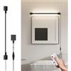 Aipsun Lampada LED da Parete con Telecomando, Timer e 3 Regolazioni Colori (3000K-6000K) - 9W 600 Lumen, Spina Integrata, 60 cm Nero per Interni Camera da Letto/Soggiorno