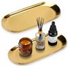 Fentar 2Pcs Vassoio Decorativo, Vassoio Oro Acciaio Inox, Vassoio Bagno Portaoggetti Ovale Elegante con Finitura Lucida, Vassoio Caffe Piccolo, Vassoio per Gioielli Dolci Spuntino Candele