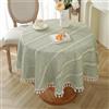 meioro Tovaglia bohémien per decorazione della cucina, R140 cm, in macramè con nappe, rettangolare in lino, a righe, per tavolo da pranzo, tavoletta (verde oliva)