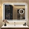 S'bagno Bluetooth Specchio Bagno con Luce Led 80x60cm, IP44 Specchio Bagno Led 5x Magnifier, Anti-Fog, 3000K-6500K, Dimmerabile, Memoria, Vetro Temperato HD, Specchiera Bagno Orizzontale/Verticale