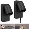SSC-LUXon NERU applique parete interno 2 pezzi nera GU10 con USB | Lampada a muro girevole e presa di ricarica integrata, pensata per il lato del letto