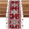 Abeillo Runner da tavola natalizio, alla moda, motivo pupazzo di neve, colore rosso, fiocco di neve, decorazione per la cucina, per l'inverno e il Natale (33 x 180 cm)