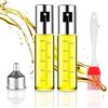 SAEIV Spruzzatore olio per olio da cucina 2 x 100 ml flacone spray con scala flacone spray olio in vetro e acciaio inox olio atomizzatore, spruzzatore di olio, dotato di spazzola per olio e imbuto