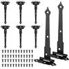 HAOCHEN 8 Pezzi Cerniere a T per Cancello, Cerniere per Porte in Legno a Forma di T in Acciaio Inossidabile Nero, Cerniere per Porte da Cucina, con Viti (6 pollici Cerniera a fiore)