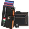 BEWMER v2 Portafoglio Uomo Slim in Vera Pelle Con Protezione RFID Anticlonazione - Porta Carte Di Credito Uomo E Donna Per 9 Tessere, Con Portamonete - Porta Tessere, Nero Arancione Premium