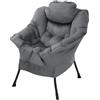 ML DESIGN modern living ML-Design Poltrona Lounge Rilassante Imbottitura in Cotone PP Rivestita in Poliestere Antracite Braccioli e Tasca Laterale Poltroncina Salotto TV Seduta Ergonomica Relax da Lettura Cuscino per Testa