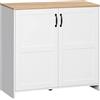 HOMCOM Armadio da cucina a buffet con 2 ante e 2 ripiani regolabili - Bianco e effetto legno - 90 x 39,5 x 88 cm