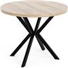 WFL GROUP Tavolo da Pranzo Rotondo Allungabile - Tavolo Loft Style Con Gambe in Metallo - 100 a 180 cm - Tavolo Quadrato Stile Industriale Per il Soggiorno - Salvaspazio - Quercia Sonoma - 100 cm