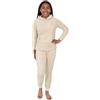 thepyjamafactory Pigiama lungo in pile con stampa leopardata beige per ragazze, Beige, 10-11 Years