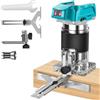 MaxAwe Fresa per bordi a batteria, senza brushless per Makita 18 V, 600 W, fresa in metallo duro con base trasparente, luce LED e 3 pinze (6,35/6/8 mm), fresatrice per lavorazione del legno senza