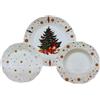 Omniacasa Servizio Piatti di Natale in Porcellana Resistente per 6 Persone: 18 Pezzi, Decorazioni con Albero di Natale Schiaccianoci e Stelle, Rosso e Bianco, Adatto: Lavastoviglie e Microonde.