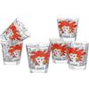 Baroni Home Set 6 Bicchieri Acqua con Decoro Colorato Stampato, Bicchieri in Vetro Colorati MADE IN ITALY, Bicchieri Lavabili in Lavastoviglie, 25 CL, Lady Rossa