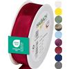 Halbach Seidenbänder Nastro regalo di alta qualità con bordo in fil di ferro, larghezza 25 mm, lunghezza 25 m, certificato Oeko-Tex 100, nastro taffetà prodotto in Germania, colore: rosso vino