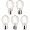 Paulmann 29090 Lampadina a filamento LED 230V bulbo E27 confezione da 5 5x7W 5x806lm 60mm opaco vetro 2700K - bianco caldo