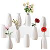 Sameme Set di 10 piccoli vasi in ceramica bianca da 12,7 cm, piccoli vasi per fiori, centrotavola, vasi moderni per fiori e erba della pampa, per matrimoni, feste, decorazione della casa