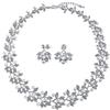 Bling Jewelry Collana Girocollo con Motivo Foglie Stile Vintage Moda Grande da Sposa con Perla Bianca Simulata e Zirconi Cubici Pavé CZ, Set di Gioielli per Donne per Matrimoni